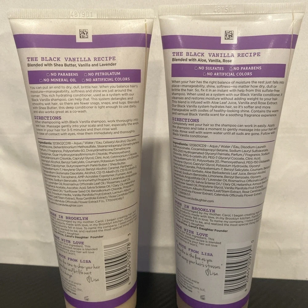 Carol's Daughter Black Vanilla Shampoo & Conditioner Moisture Shine Set 8.5oz Ea